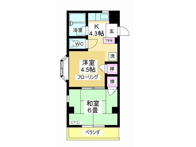 メゾン的場(2K/2階)の間取り写真