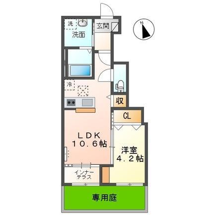 ソランジュ(1LDK/1階)の間取り写真