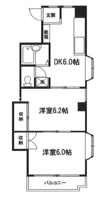 ドミールイトウ(2DK/2階)の間取り写真