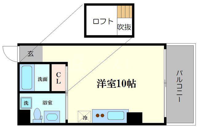 地下鉄中央線 弁天町駅 徒歩6分 8階建 築19年(ワンルーム/2階)の間取り写真