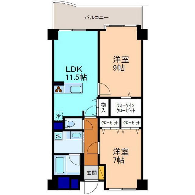 信開ダイナスティ浅野川 キングス(2LDK/2階)の間取り写真