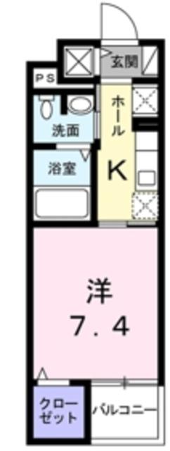 ブルージュ(1K/1階)の間取り写真