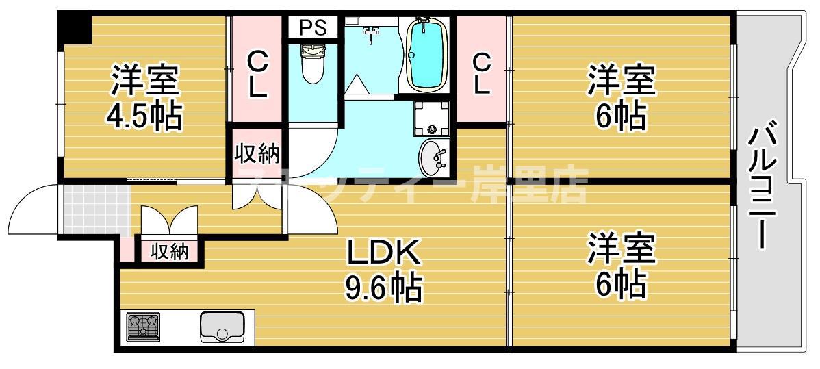 サンコーポラス南港 26号棟(3LDK/11階)の間取り写真