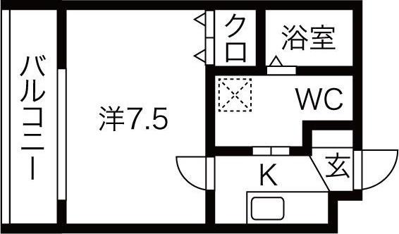 エルフラット(1K/1階)の間取り写真