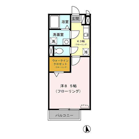 フロンティアハイツA(1K/2階)の間取り写真