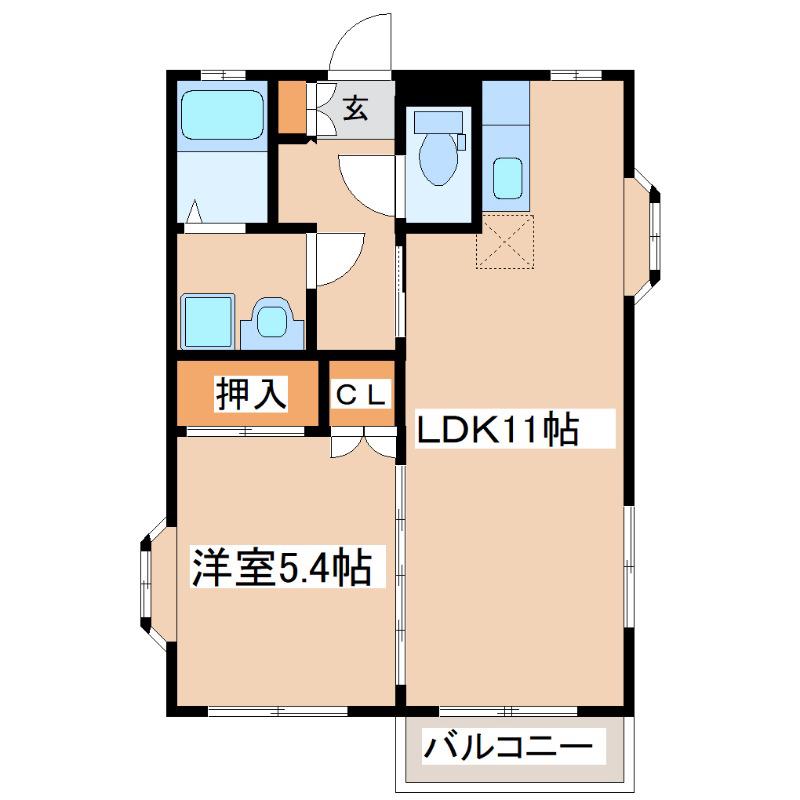 ブルースカイ(1LDK/3階)の間取り写真