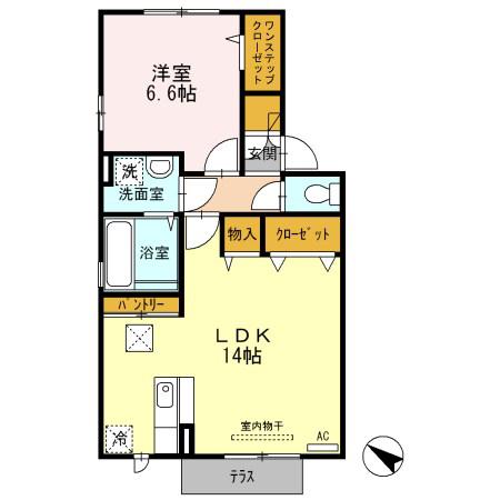 ヴューテラスA(1LDK/2階)の間取り写真