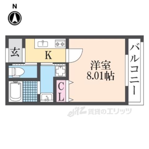 MESA VERDE 京都西陣(1K/4階)の間取り写真