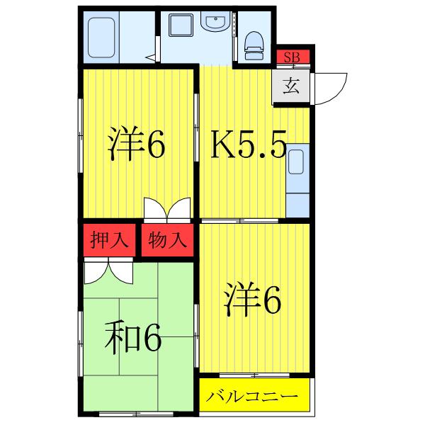 岩端ビル(3K/4階)の間取り写真