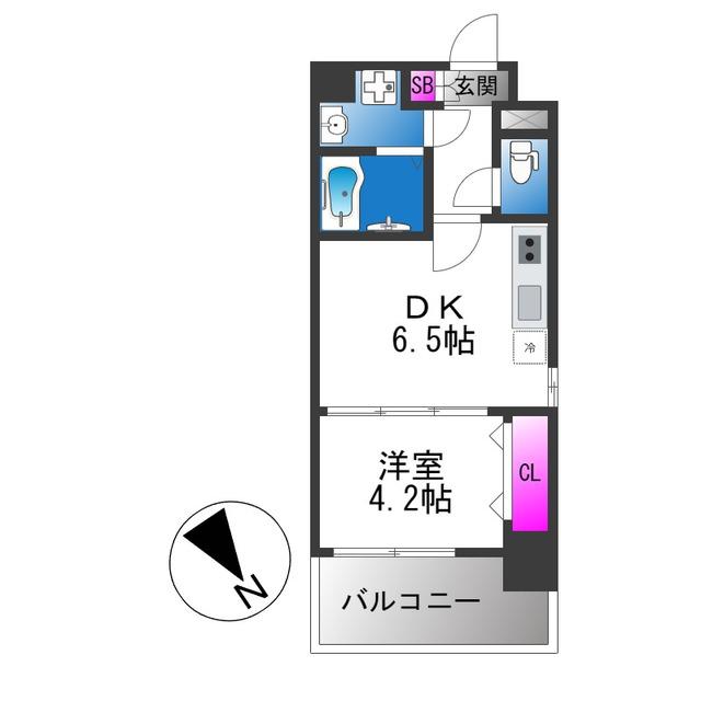 メイクス天王寺南(1DK/2階)の間取り写真