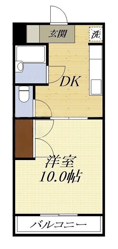 マンションアトランティスI(1DK/2階)の間取り写真