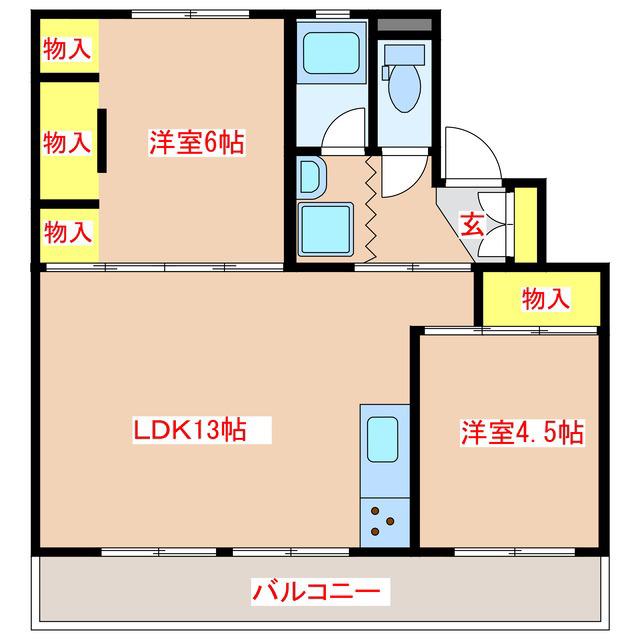 TERRACE八風(2LDK/5階)の間取り写真