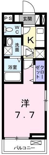 ルミエール・メゾンII(1K/1階)の間取り写真