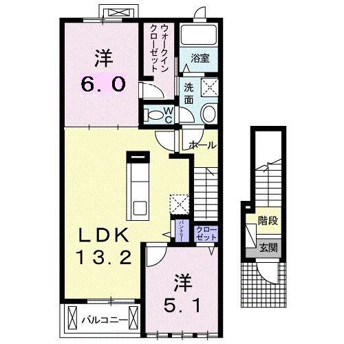 グランツ(2LDK/2階)の間取り写真