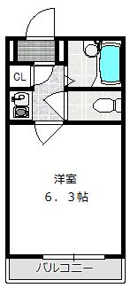 ピュアコート天神橋(1K/5階)の間取り写真