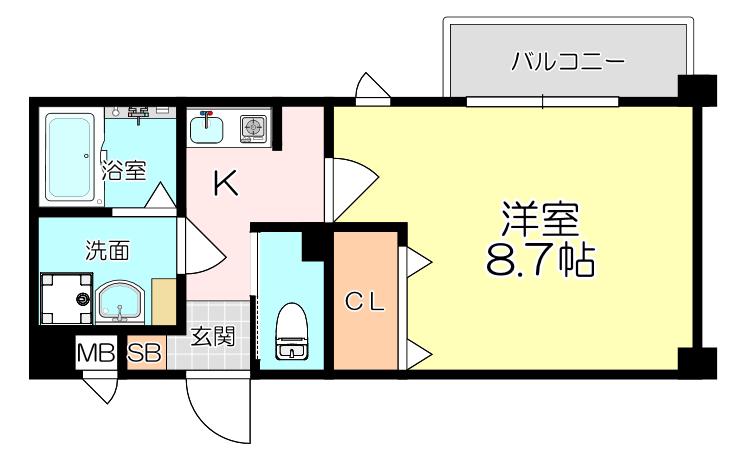シエテ南塚口(1K/4階)の間取り写真