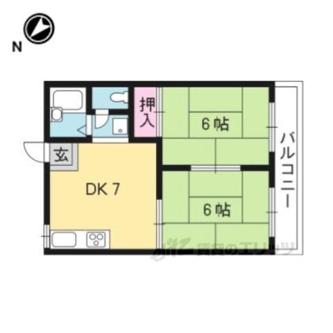 大橋アパート(2DK/1階)の間取り写真