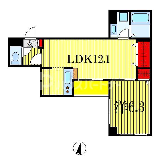 KENEDIX千葉中央(1LDK/2階)の間取り写真
