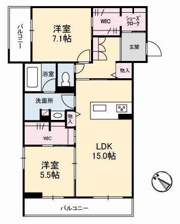ラ プレスタージュ(2LDK/2階)の間取り写真