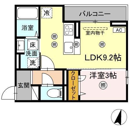 D-RESIDENCE明治中央(1LDK/1階)の間取り写真