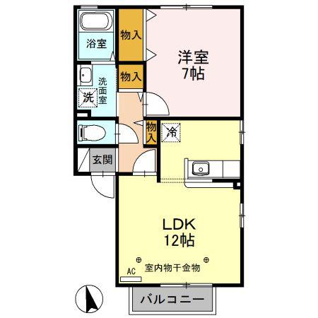 ルミエール(1LDK/2階)の間取り写真