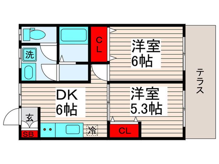 オオギセントラルプラザ(2DK/1階)の間取り写真