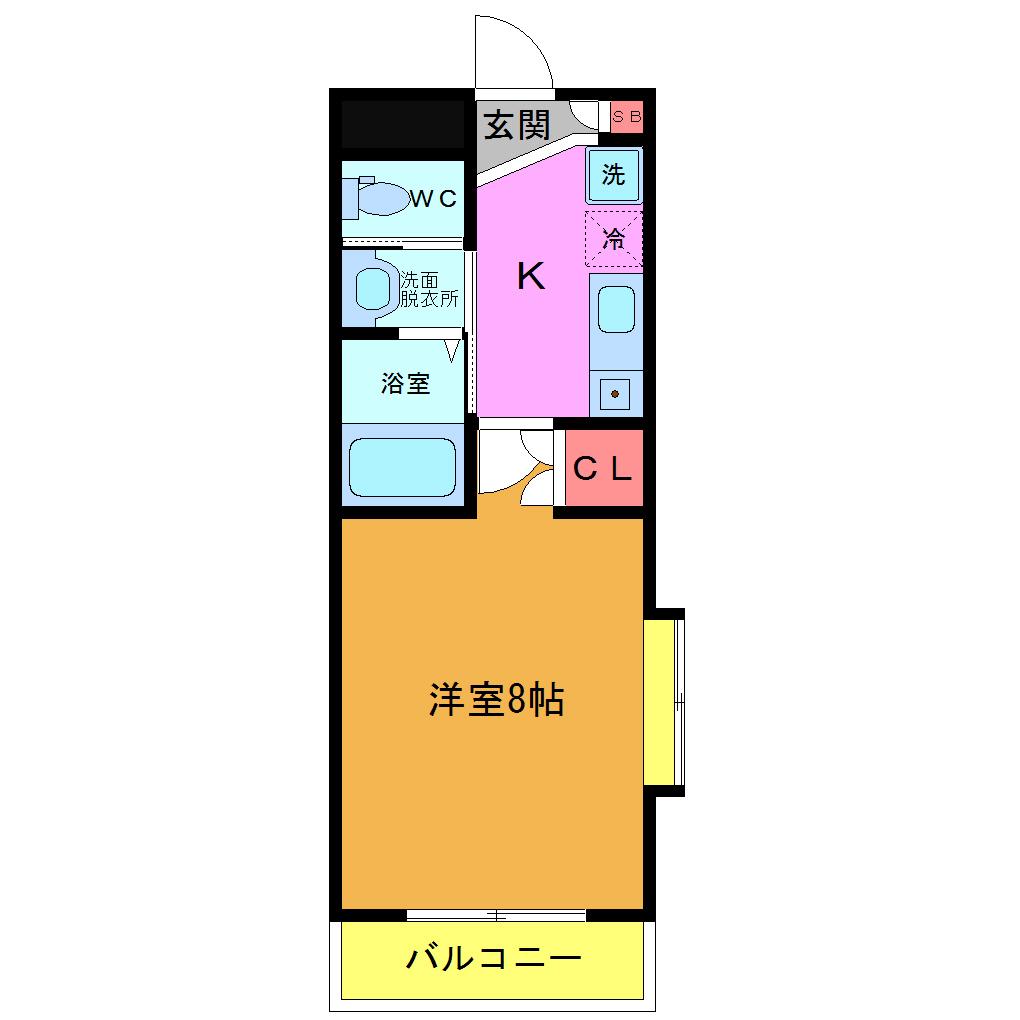 ローヤルクレスト檀(1K/3階)の間取り写真