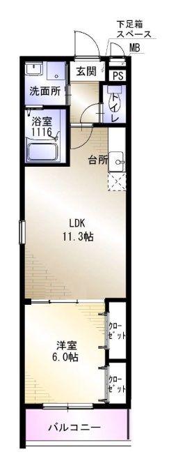 GRAND CIEL(1LDK/2階)の間取り写真