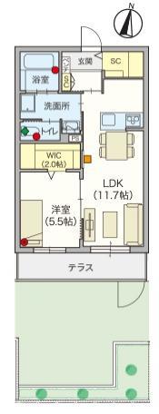 ヘーベルVILLAGE 吉祥寺北(1LDK/1階)の間取り写真