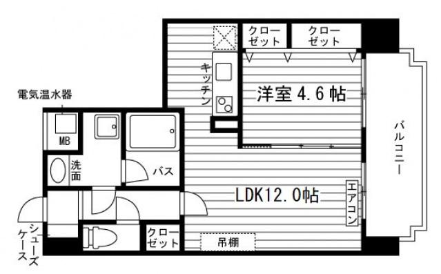 レスペデザ原町(1LDK/7階)の間取り写真