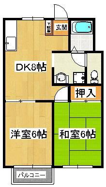 ビラネプチューン(2DK/1階)の間取り写真