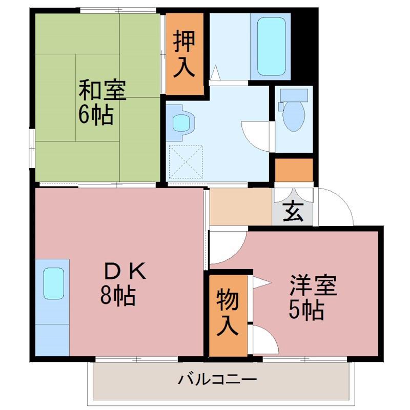 フォンテーヌT&HB棟(2DK/1階)の間取り写真