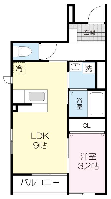 エスパノール北仙台B(1LDK/1階)の間取り写真