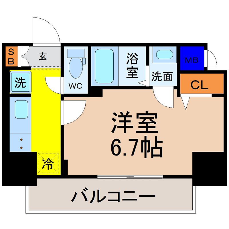 ディアレイシャス今池(1K/2階)の間取り写真