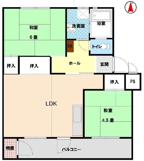 南十番ハイツ1号棟(2LDK/3階)の間取り写真