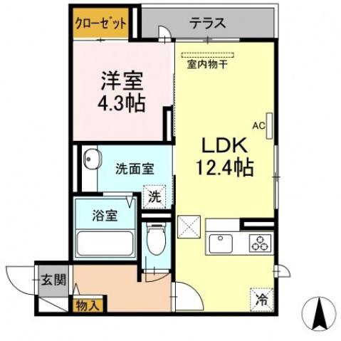K.K.コスモス(1LDK/2階)の間取り写真