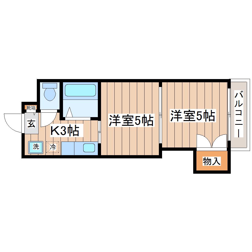 平和マンション長町(2K/4階)の間取り写真