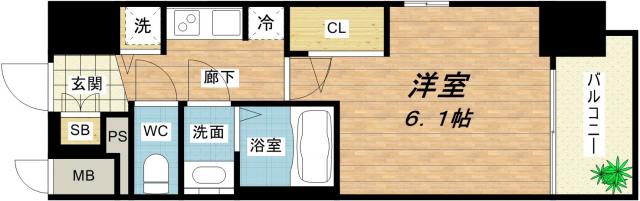 W-STYLE大阪城南(1K/8階)の間取り写真