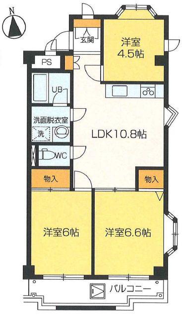 ファミールムカイ(3LDK/1階)の間取り写真