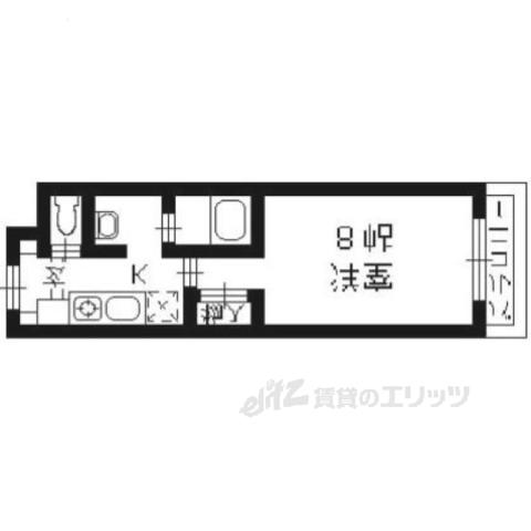 グッドヒル伏見(1K/3階)の間取り写真