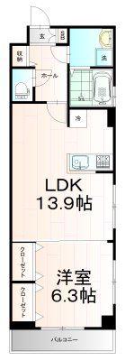 アルコバレーノチュウオウ(1LDK/4階)の間取り写真