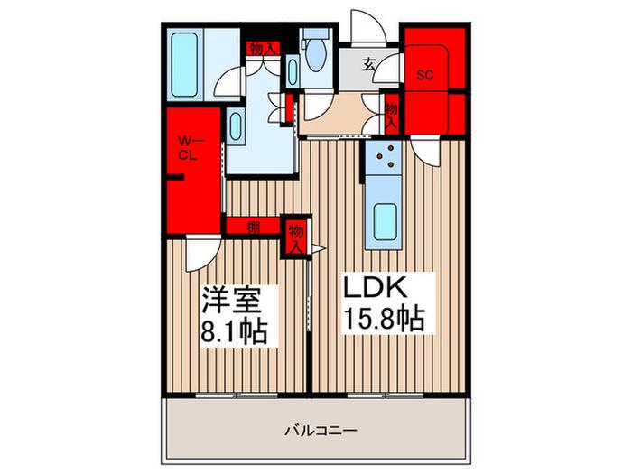 ウィズプラス浦和美園ウエストA棟(1LDK/3階)の間取り写真