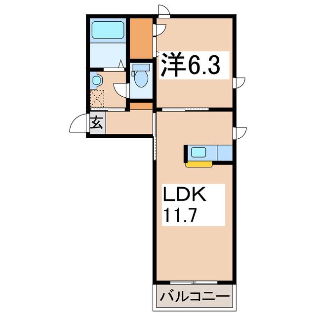コーポ山内A(1LDK/2階)の間取り写真