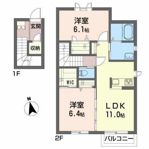 グランプラスD(2LDK/2階)の間取り写真