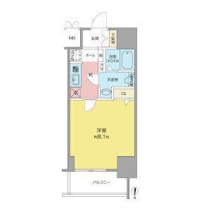 SHOKEN RESIDENCE名古屋サウス(1K/8階)の間取り写真