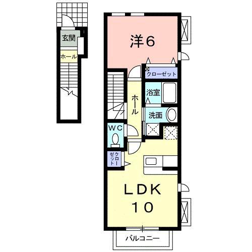 コージ ハウス ソルトバレー(1LDK/2階)の間取り写真