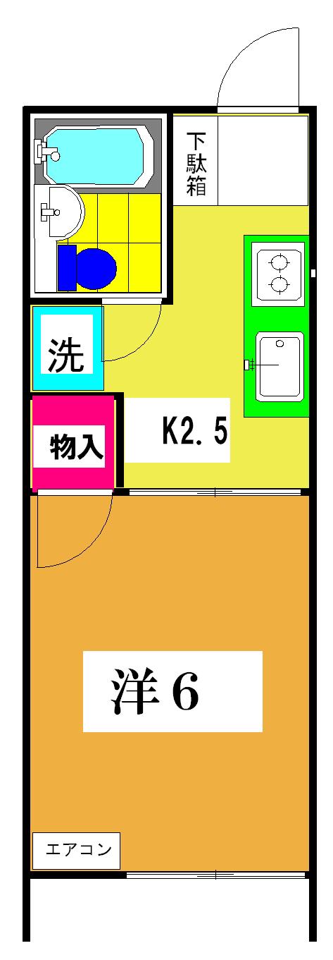 第2かつらコーポ(1K/1階)の間取り写真