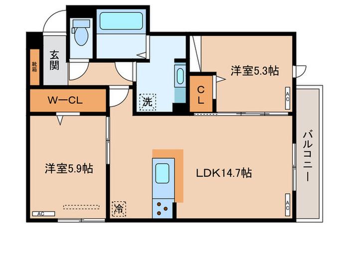 D-ROOM 小篠原(2LDK/3階)の間取り写真