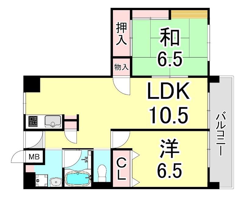 松園ハイツ(2LDK/3階)の間取り写真