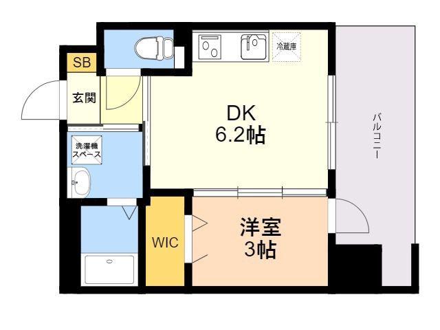 グランフォーレ西新ANNEX(1DK/6階)の間取り写真